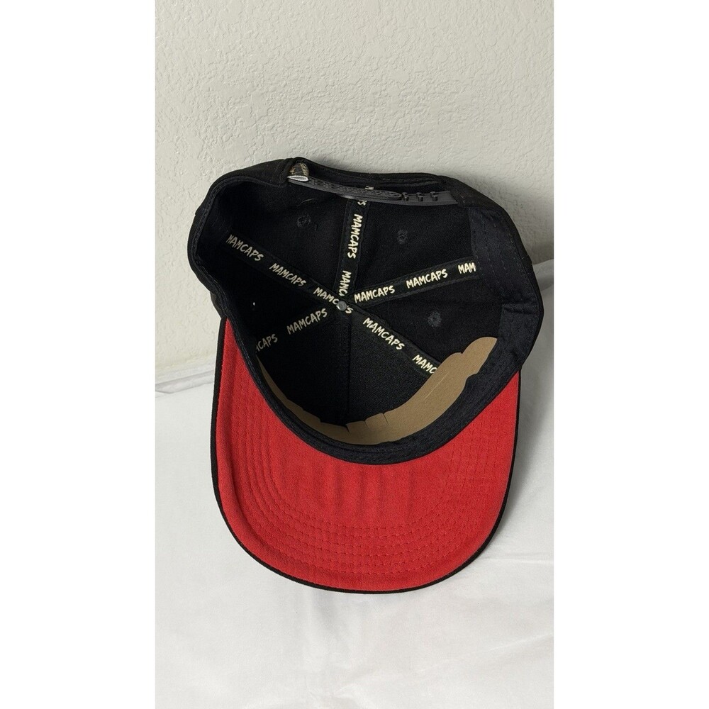MAMCAPS Black Red Snapback Hat Adjustable Blank Plain Baseball Cap - Picture 5 of 5